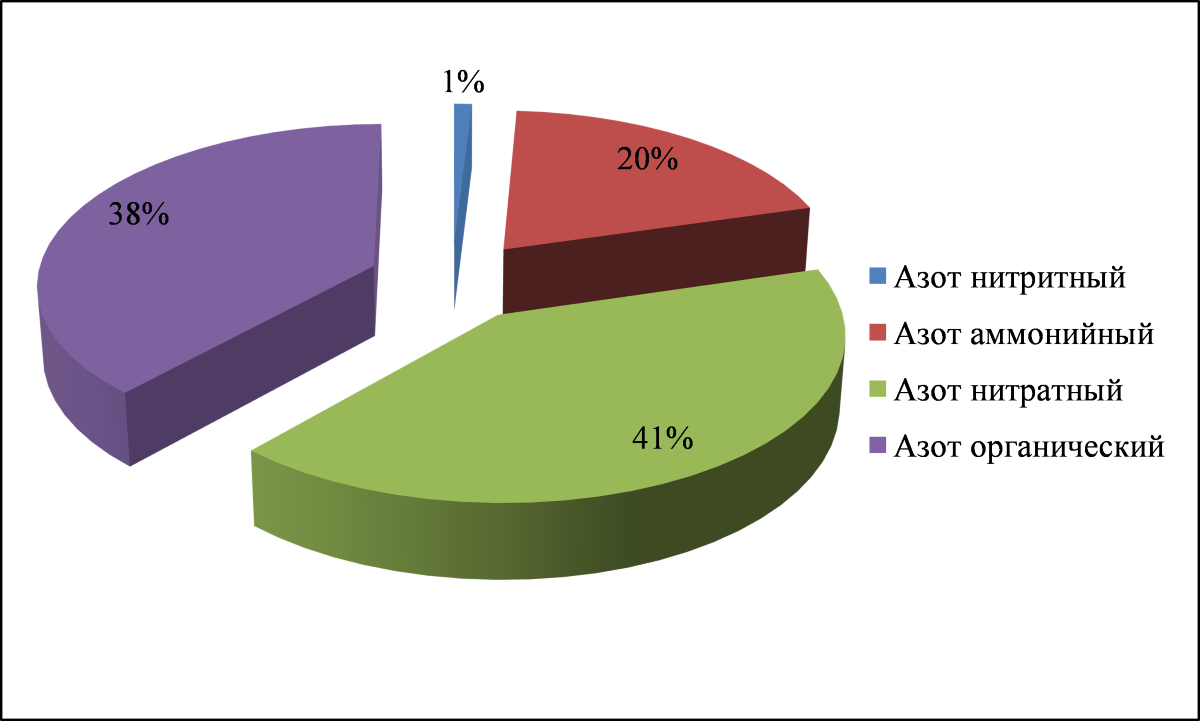 Процентное соотношение средних концентраций азотов в акватории Невской губы в феврале 2026 г. Процентное соотношение средних концентраций азотов в акватории Невской губы в феврале 2026 г.